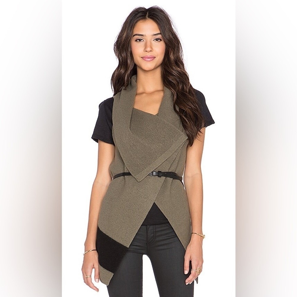 Joie Womens Olive Draped Front Sleeveless Style Vest‎ Size Extra Small